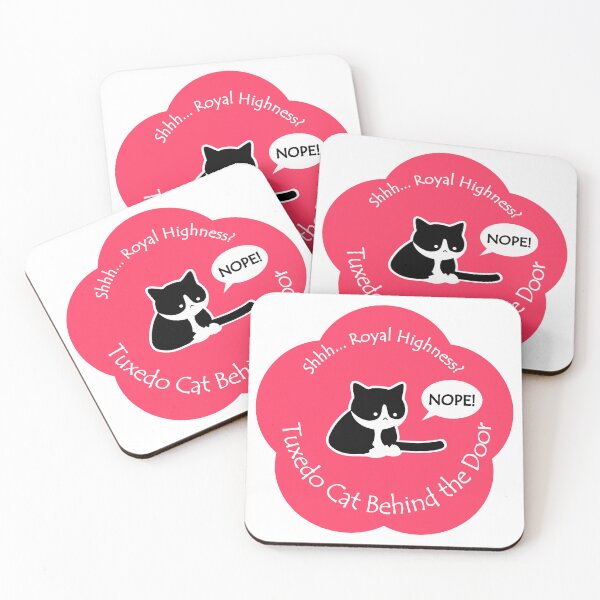 Item preview, Funny Tuxedo Cat Royal Highness Behind the Door Bright Red Base designed and sold by Na7nasColorShop.
