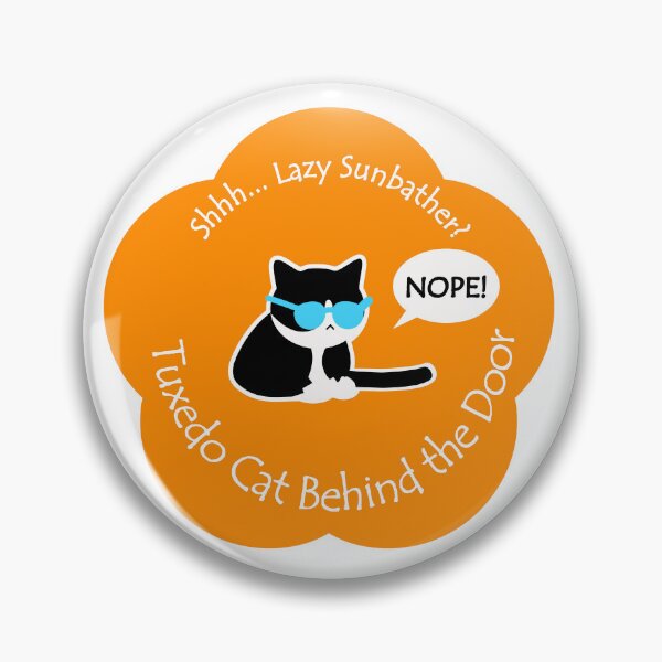 Item preview, Funny Tuxedo Cat Lazy Sunbather Behind the Door Orange Base designed and sold by Na7nasColorShop.