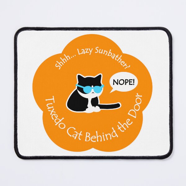 Item preview, Funny Tuxedo Cat Lazy Sunbather Behind the Door Orange Base designed and sold by Na7nasColorShop.