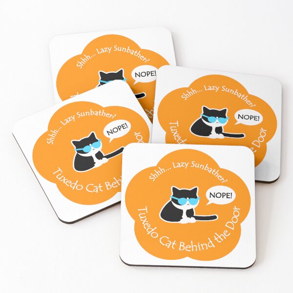 Item preview, Funny Tuxedo Cat Lazy Sunbather Behind the Door Orange Base designed and sold by Na7nasColorShop.