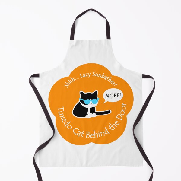 Item preview, Funny Tuxedo Cat Lazy Sunbather Behind the Door Orange Base designed and sold by Na7nasColorShop.