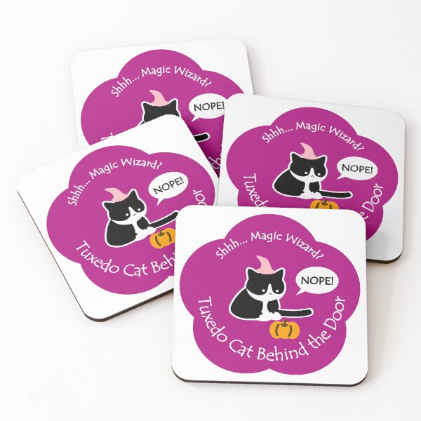 Item preview, Chubby Tuxedo Cat Magic Wizard Behind the Door Purple Base designed and sold by Na7nasColorShop.