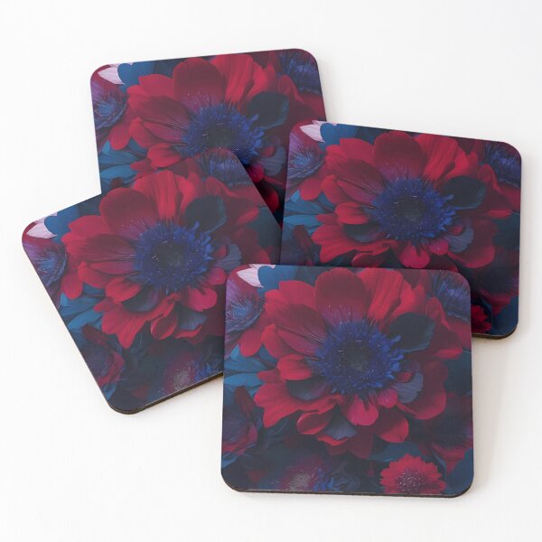Item preview, Moody Botanical Bloom | Dark Red Navy Floral Art designed and sold by Shirdon2.