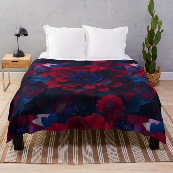 Item preview, Moody Botanical Bloom | Dark Red Navy Floral Art designed and sold by Shirdon2.
