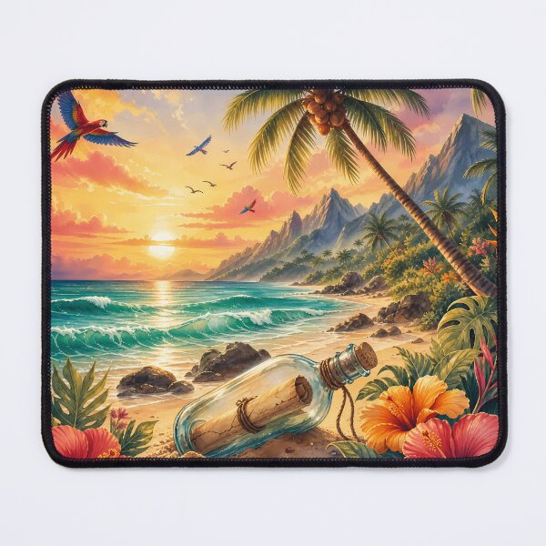 Item preview, Watercolor Tropical Beach and Message Bottle Art designed and sold by LuisWorks.