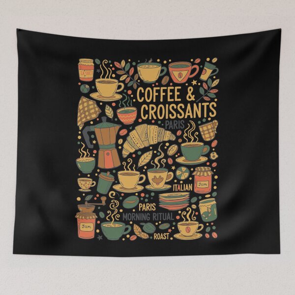 Item preview, Breakfast Coffee Croissants Funny Brunch Food designed and sold by LuminOrb.