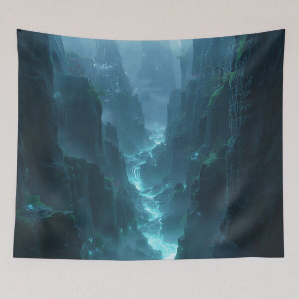 Item preview, Living Bioluminescent Mountain Alien Landscape designed and sold by Luminous Wilds.