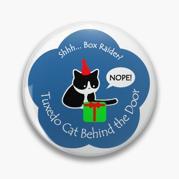 Item preview, Funny Tuxedo Cat Box Raider Behind the Door Dark Blue Base designed and sold by Na7nasColorShop.