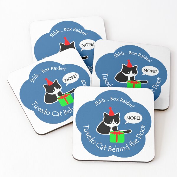 Item preview, Funny Tuxedo Cat Box Raider Behind the Door Dark Blue Base designed and sold by Na7nasColorShop.