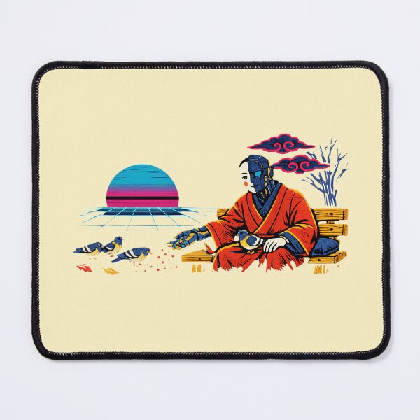 Item preview, Neon Retro Synthwave Ukiyo‑E Cyborg in the Park designed and sold by KungPowUnicorn.