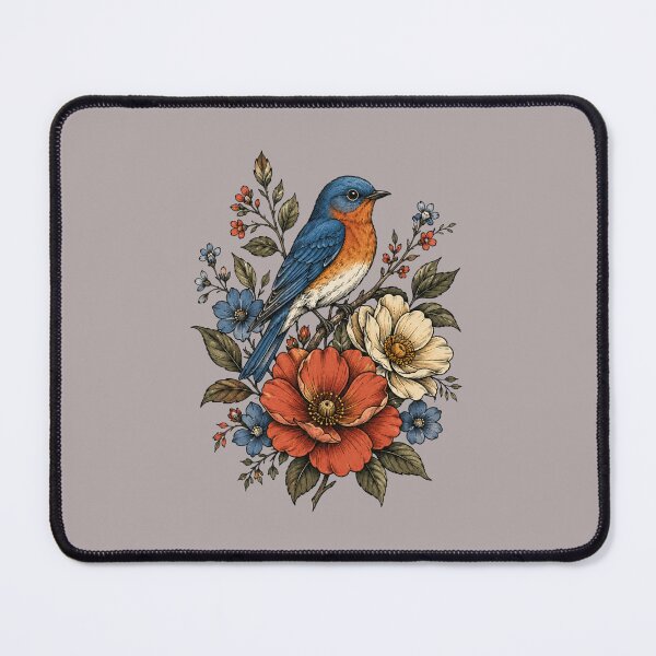 Item preview, Vintage Bluebird Floral Garden designed and sold by Zeeras-day.