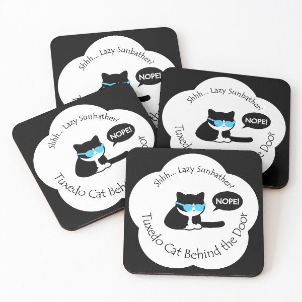 Item preview, Funny Tuxedo Cat Lazy Sunbather Behind the Door White Base designed and sold by Na7nasColorShop.