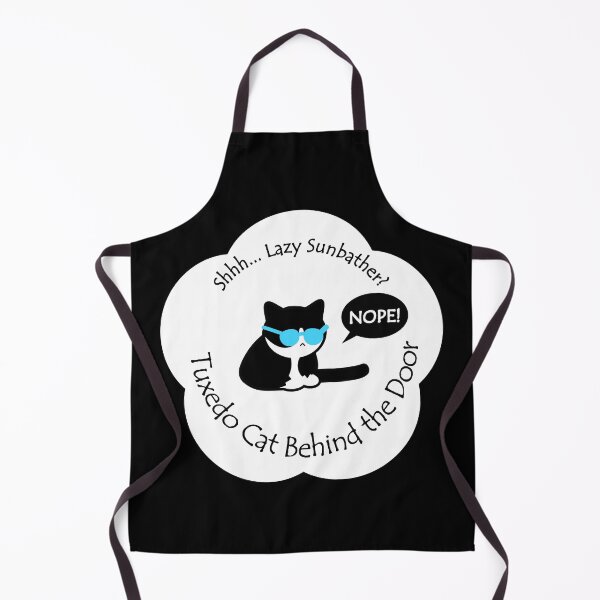 Item preview, Funny Tuxedo Cat Lazy Sunbather Behind the Door White Base designed and sold by Na7nasColorShop.