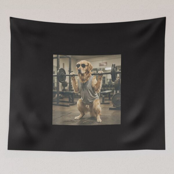 Item preview, Funny Golden Retriever Gym Workout Dog Weightlifting Fitness Vintage Design designed and sold by kiralynstration.