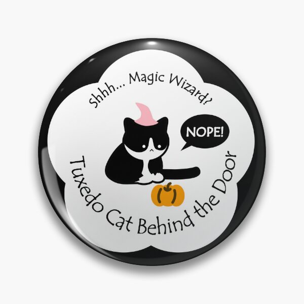 Item preview, Chubby Tuxedo Cat Magic Wizard Behind the Door WHite Base designed and sold by Na7nasColorShop.