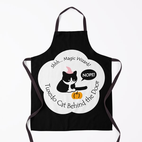 Item preview, Chubby Tuxedo Cat Magic Wizard Behind the Door WHite Base designed and sold by Na7nasColorShop.