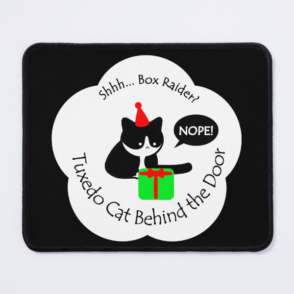 Item preview, Funny Tuxedo Cat Box Raider Behind the Door White Base designed and sold by Na7nasColorShop.