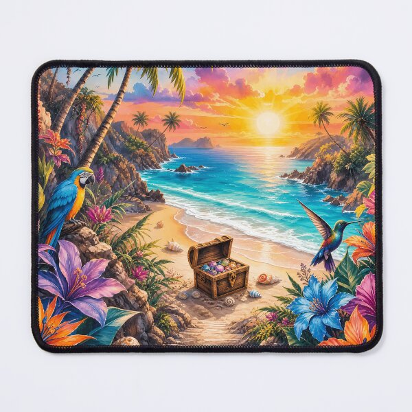 Item preview, Watercolor Tropical Pathway and Macaw Art designed and sold by LuisWorks.