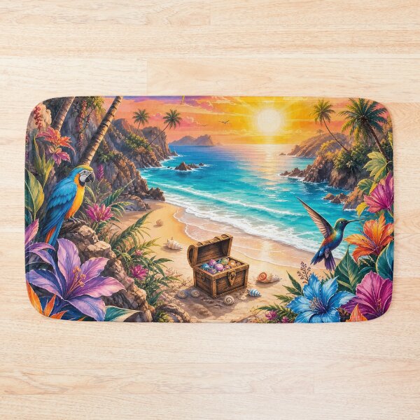 Item preview, Watercolor Tropical Pathway and Macaw Art designed and sold by LuisWorks.