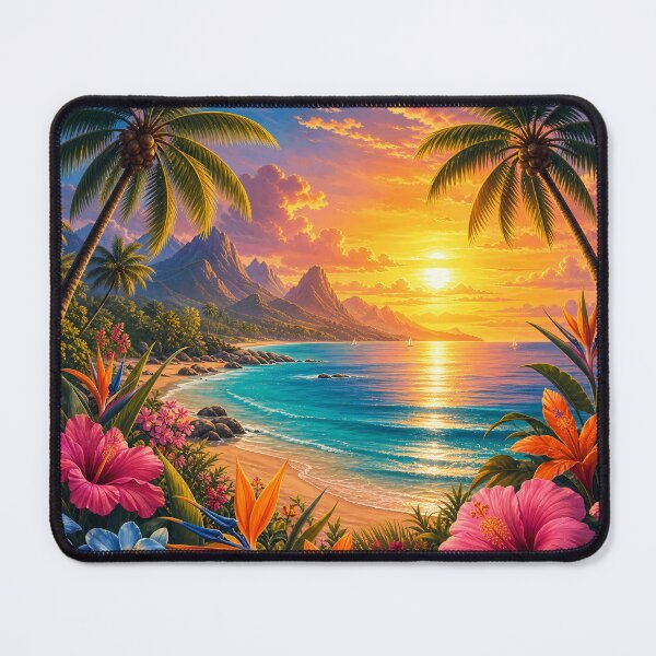 Item preview, Vibrant Tropical Bay and Mountains Art designed and sold by LuisWorks.