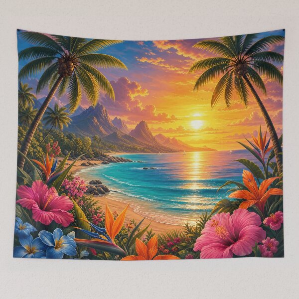 Item preview, Vibrant Tropical Bay and Mountains Art designed and sold by LuisWorks.