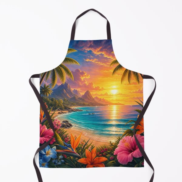 Item preview, Vibrant Tropical Bay and Mountains Art designed and sold by LuisWorks.