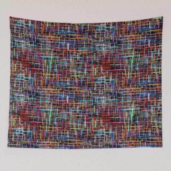 Item preview, Abstract multicolored grid and checkered pattern on black.  designed and sold by IaroslavB.