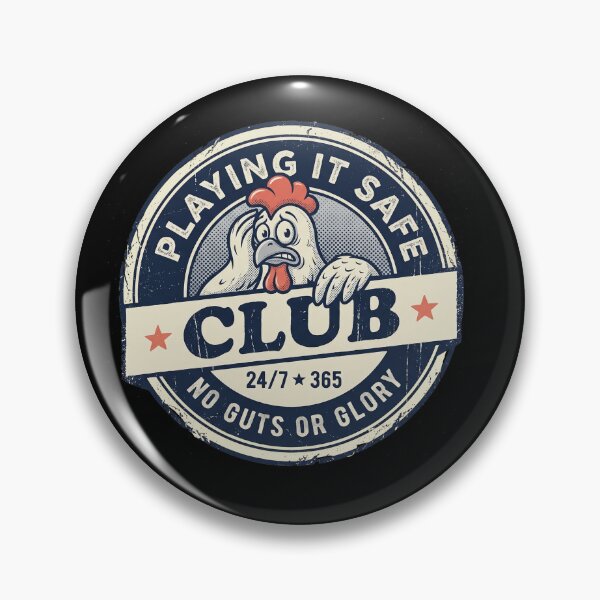 Item preview, Playing It Safe Club Funny Chicken Retro Cartoon Badge designed and sold by AdyKurniawan.
