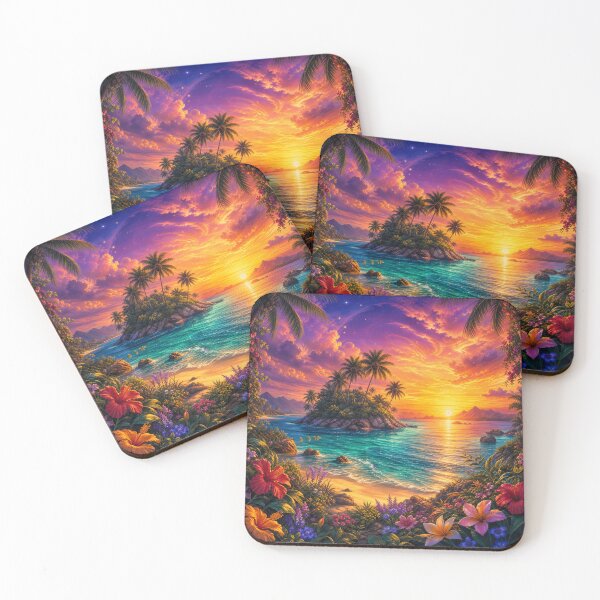 Item preview, Vibrant Tropical Island Sunset Art designed and sold by LuisWorks.