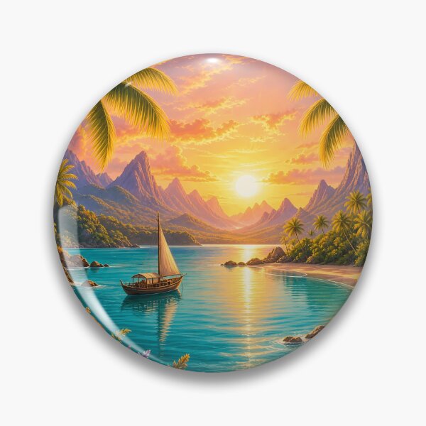 Item preview, Vibrant Tropical Sailboat Bay Art designed and sold by LuisWorks.