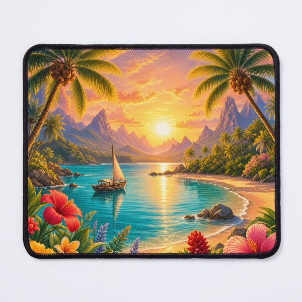Item preview, Vibrant Tropical Sailboat Bay Art designed and sold by LuisWorks.