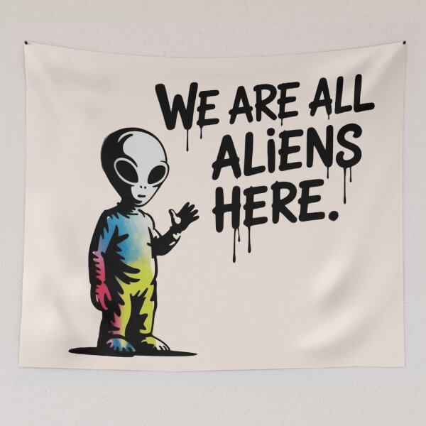 Item preview, BANKSY ALIEN - WE ARE ALL ALIENS HERE designed and sold by 123ks.
