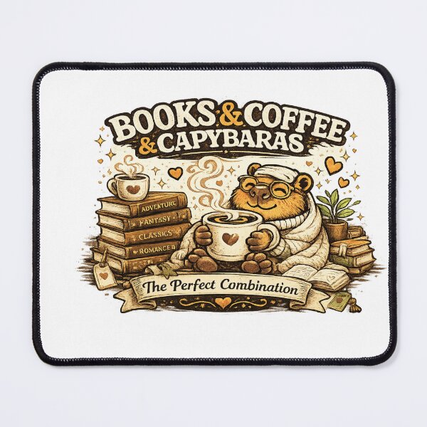 Item preview, Books Coffee And Capybaras Cute Book Lover T-Shirt designed and sold by Ever Bloom Studio.