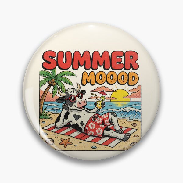 Item preview, Summer Moood Funny Cow Beach Vacation Retro Cartoon designed and sold by AdyKurniawan.