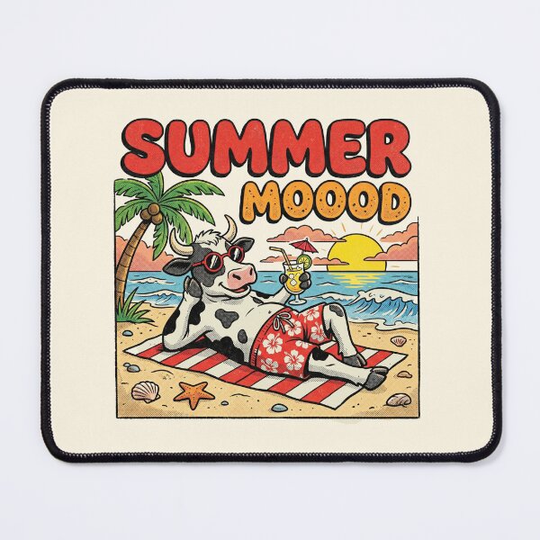Item preview, Summer Moood Funny Cow Beach Vacation Retro Cartoon designed and sold by AdyKurniawan.
