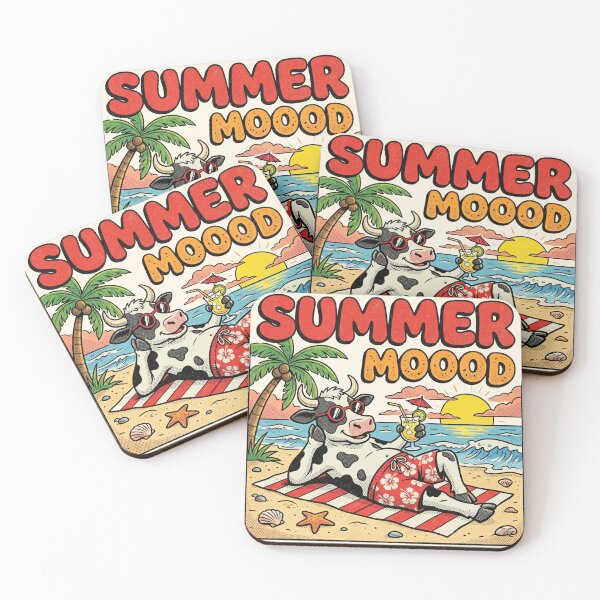 Item preview, Summer Moood Funny Cow Beach Vacation Retro Cartoon designed and sold by AdyKurniawan.