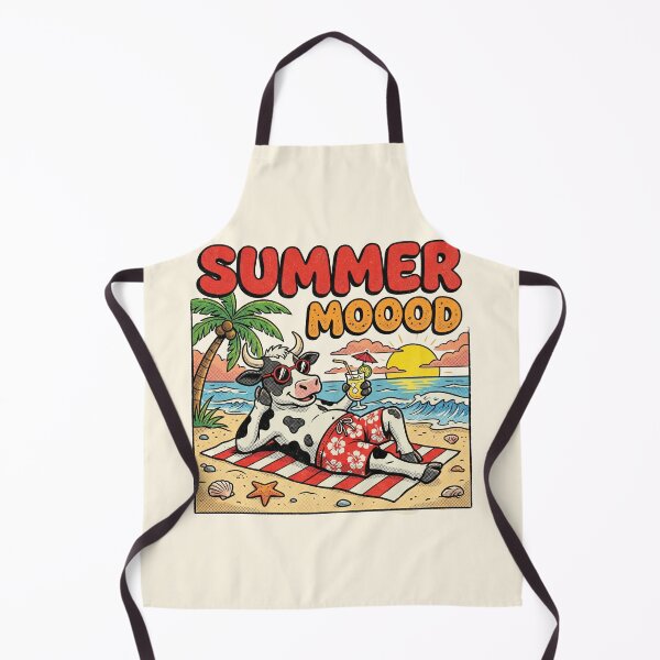 Item preview, Summer Moood Funny Cow Beach Vacation Retro Cartoon designed and sold by AdyKurniawan.
