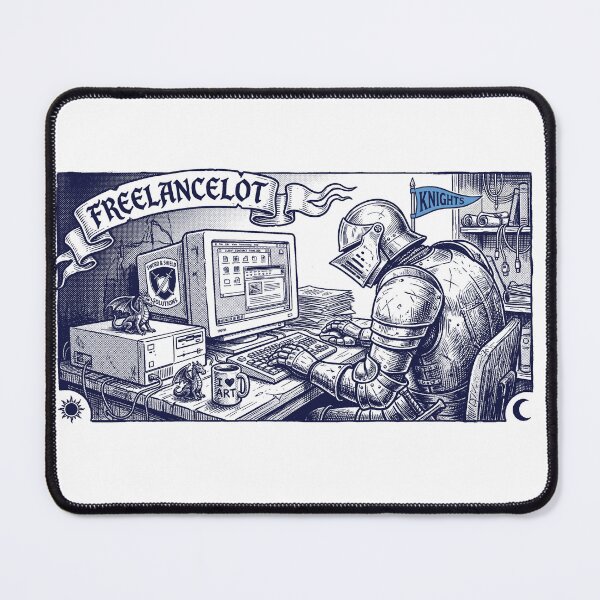 Item preview, Sir Freelancelot Funny Knight Computer Woodcut Art designed and sold by AdyKurniawan.