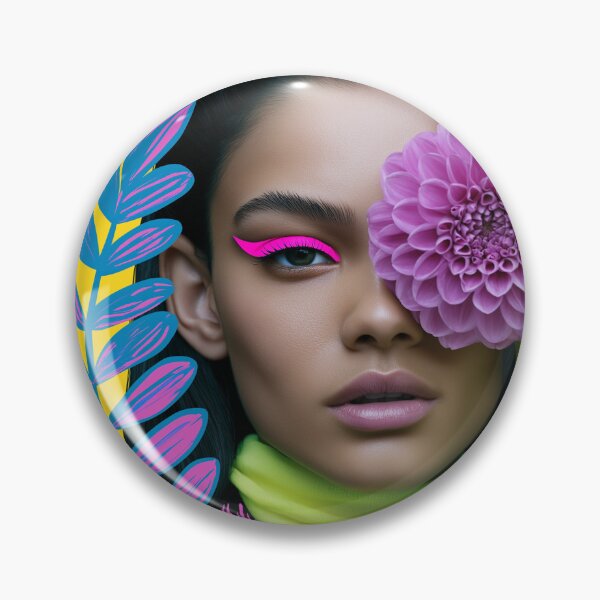 Item preview, Neon dahlia cyber pop portrait designed and sold by stardustcloset.