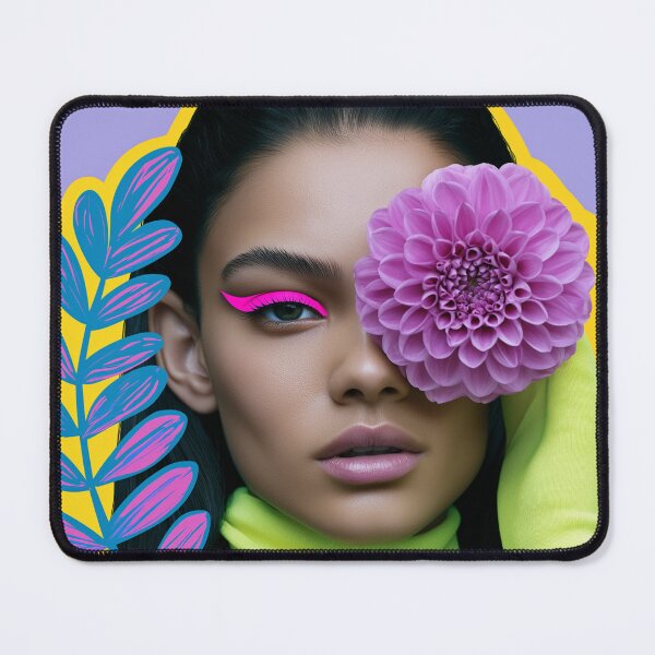 Item preview, Neon dahlia cyber pop portrait designed and sold by stardustcloset.