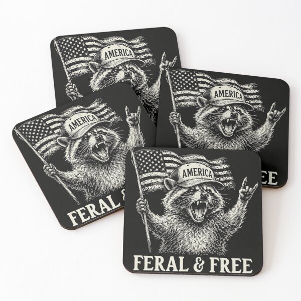 Item preview, Feral and Free Patriotic Raccoon American Flag Vintage Design designed and sold by haitrieuic96.