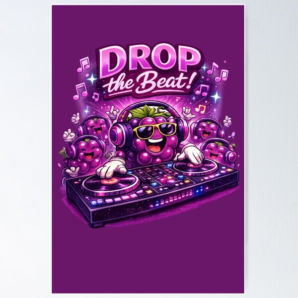 Item preview, Drop The Beat Funny DJ Grapes Party Music Fruit Design designed and sold by irfanshikh.