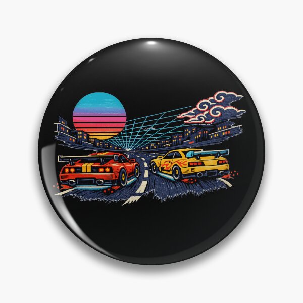 Item preview, Neon Retro Synthwave Ukiyo‑E Street Race designed and sold by KungPowUnicorn.