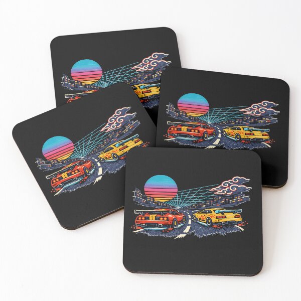 Item preview, Neon Retro Synthwave Ukiyo‑E Street Race designed and sold by KungPowUnicorn.
