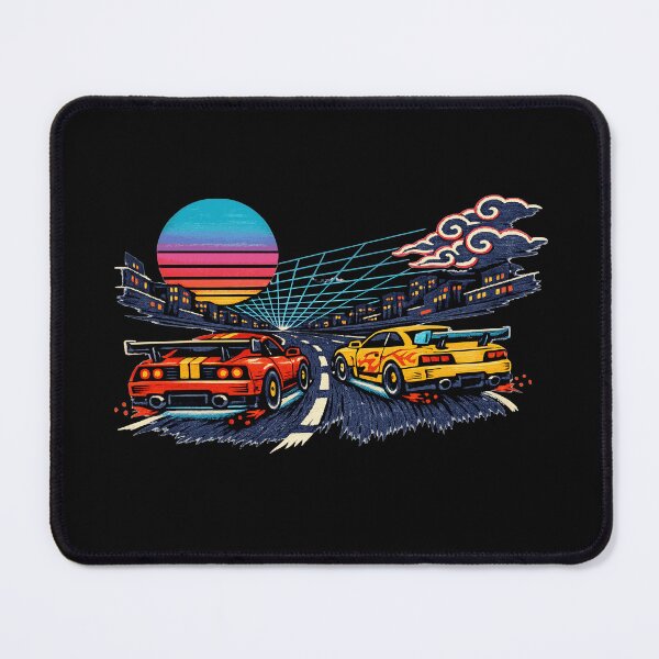 Item preview, Neon Retro Synthwave Ukiyo‑E Street Race designed and sold by KungPowUnicorn.