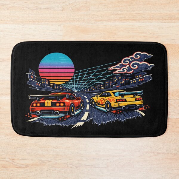 Item preview, Neon Retro Synthwave Ukiyo‑E Street Race designed and sold by KungPowUnicorn.