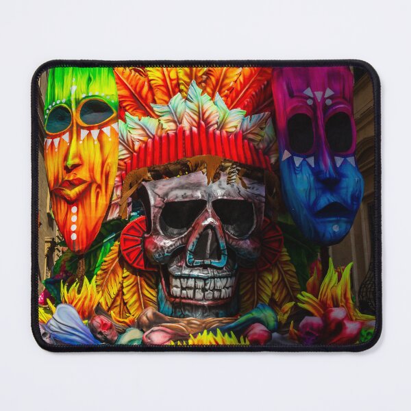 Item preview, Colorful Tribal Skull Float With Masks, Feathers and Tribes Vibes Street Carnival Parade designed and sold by Nmallia.