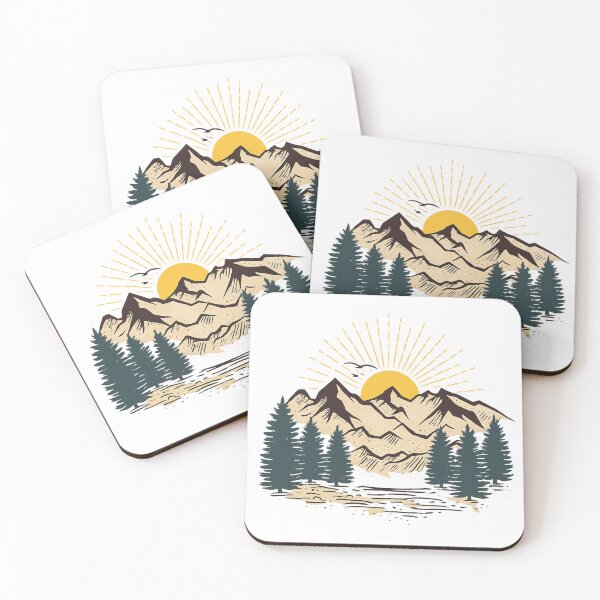 Item preview, Retro Sunset Mountain Landscape Wilderness Adventure Art designed and sold by myforestfog.