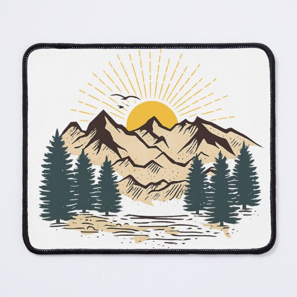 Item preview, Retro Sunset Mountain Landscape Wilderness Adventure Art designed and sold by myforestfog.