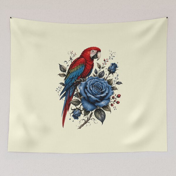 Item preview, Scarlet Macaw and Blue Rose designed and sold by Zeeras-day.